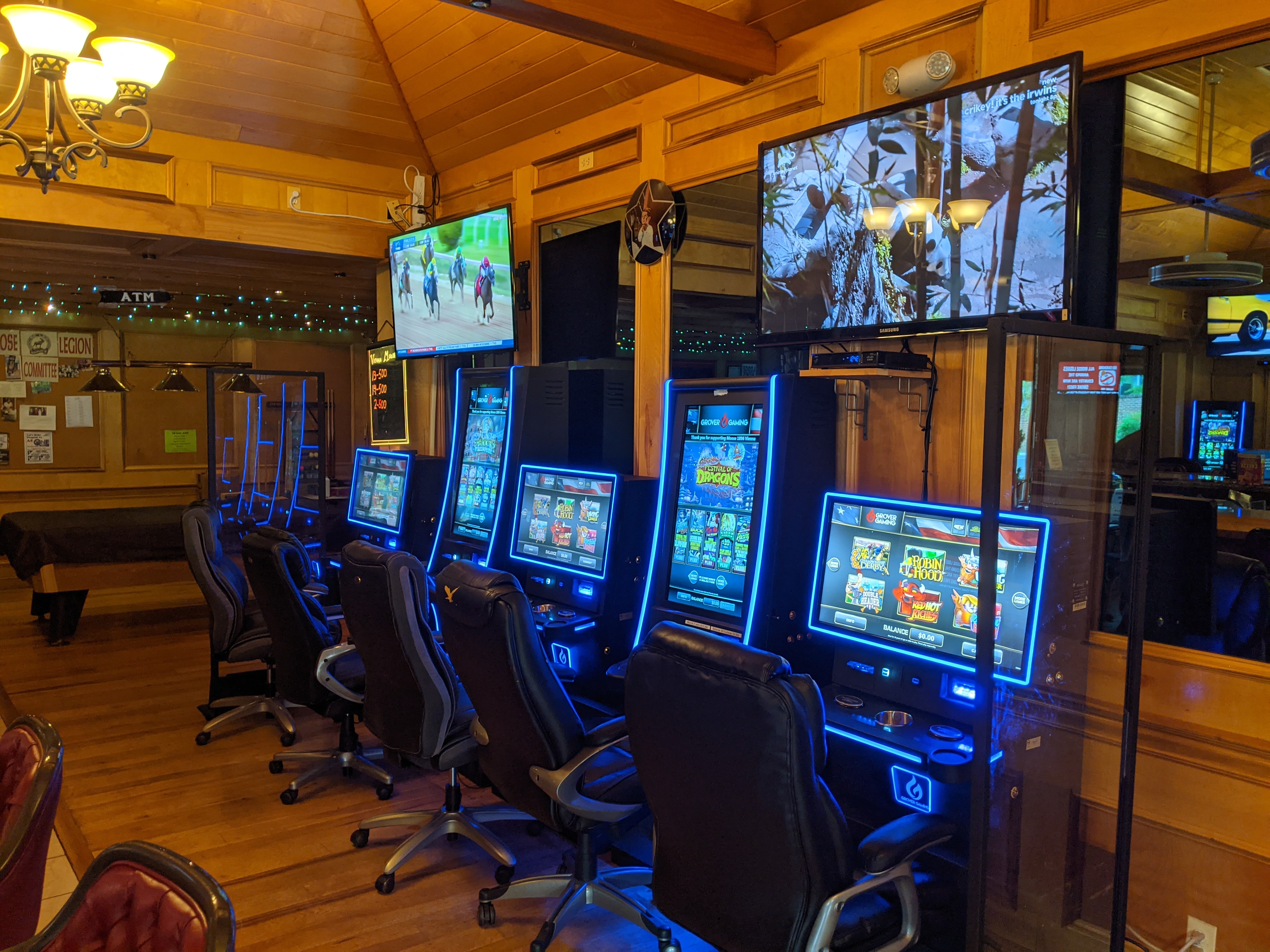 Skill gaming terminals inside the lodge