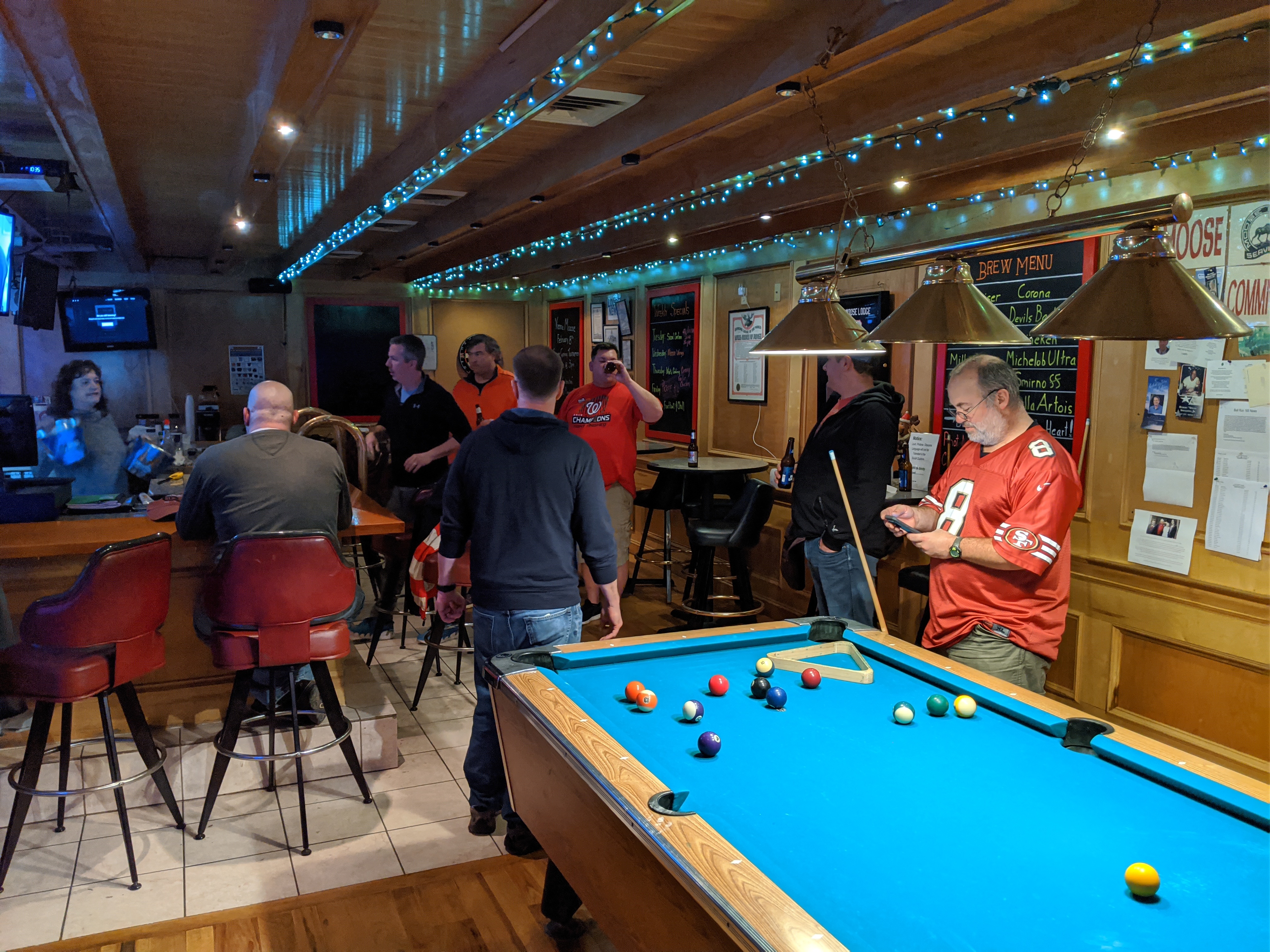 Lodge members playing pool